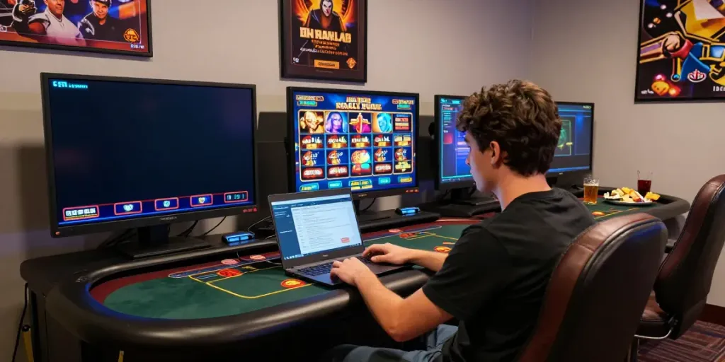 Engaging casino gaming scene showcasing players enjoying casinos not on gamstop with vibrant game graphics.