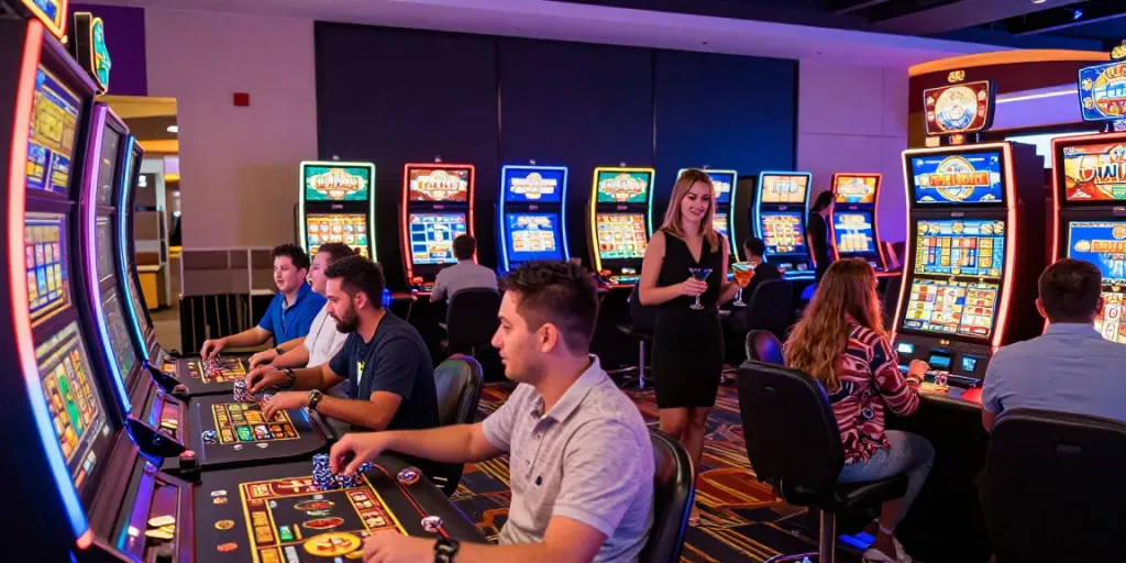 Vibrant casino gaming scene showcasing diverse players enjoying games not on GamStop.