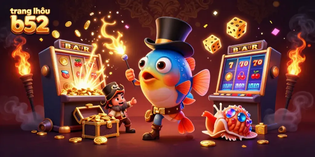 Experience the thrill of gaming at trang chủ b52 with vibrant characters and explosive casino elements.