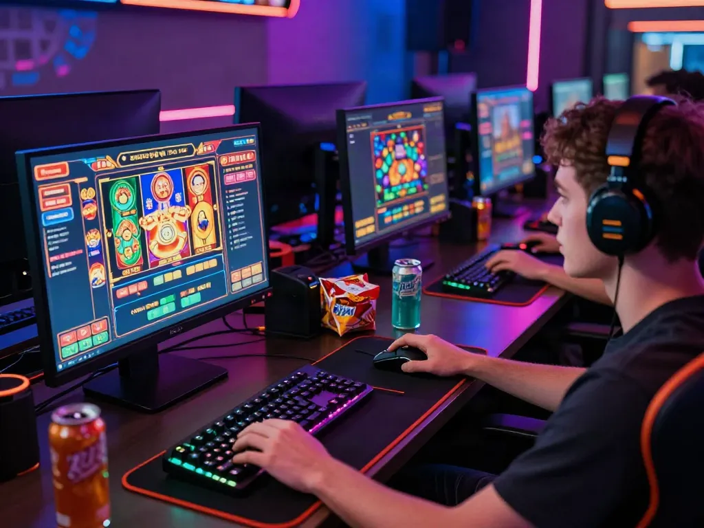 Engaged player at computer gaming session in casinos not on GamStop.