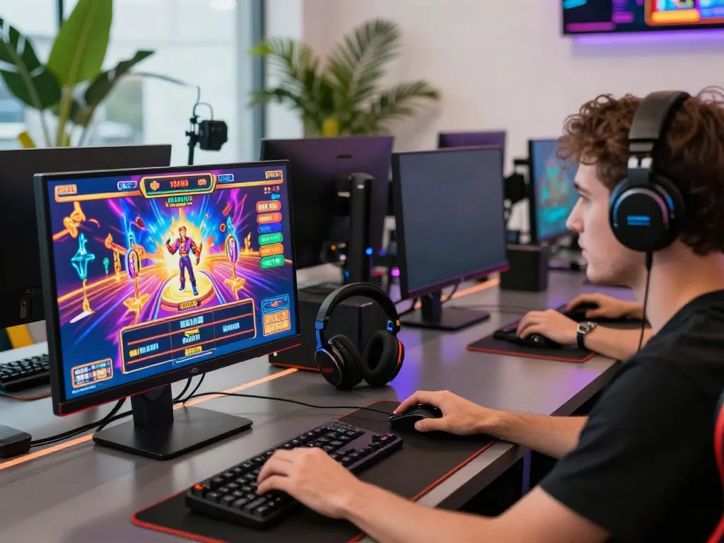 Casinos not on GamStop player engaged at a vibrant online casino setup