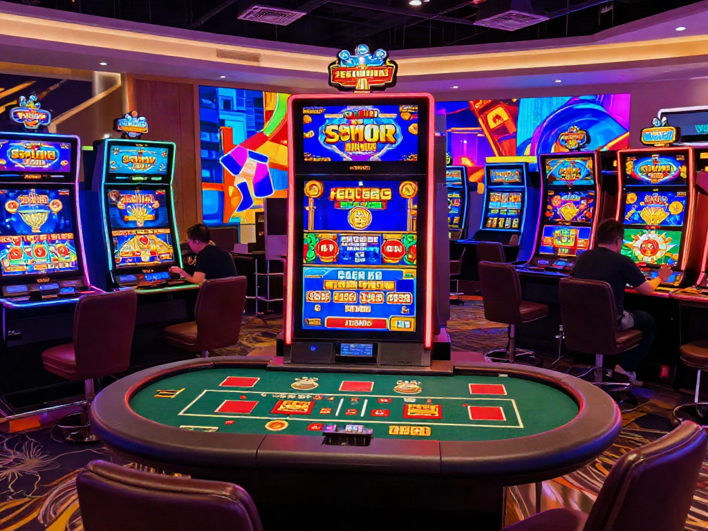Casinos not on GamStop in a vibrant online gaming atmosphere with various games.