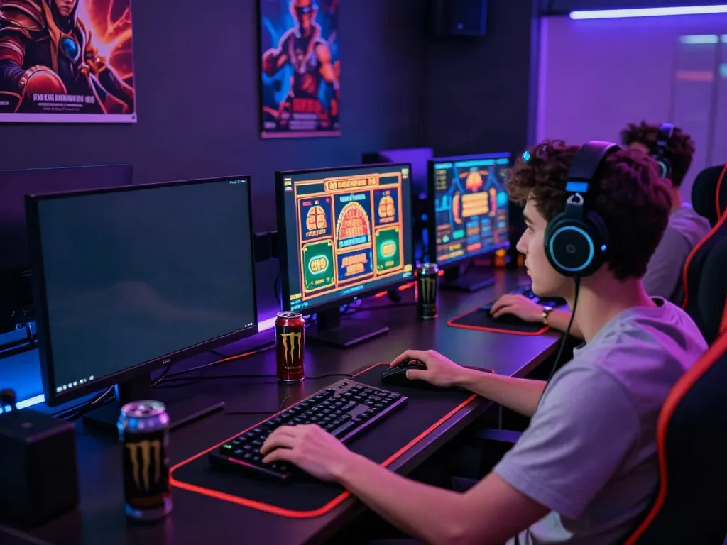 Exciting online gaming setup showcasing casinos not on gamstop with immersive screens and vibrant atmosphere.