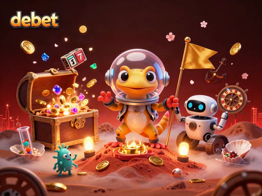 Join the Martian gecko in debet casino discovery amidst vibrant space treasures.