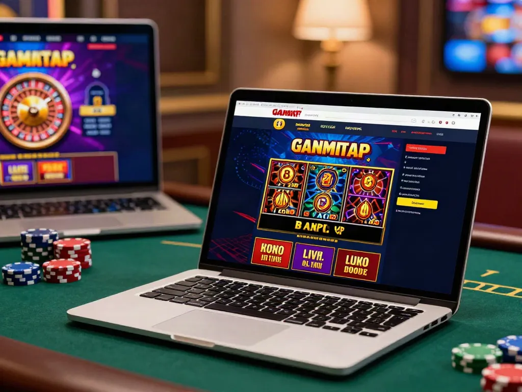Exciting online casino games showing casinos not on GamStop promotions on laptop and smartphone.