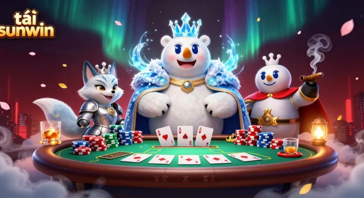 Engage in the thrilling world of tải sunwin with the ice king and his fox companion at a vibrant poker table.